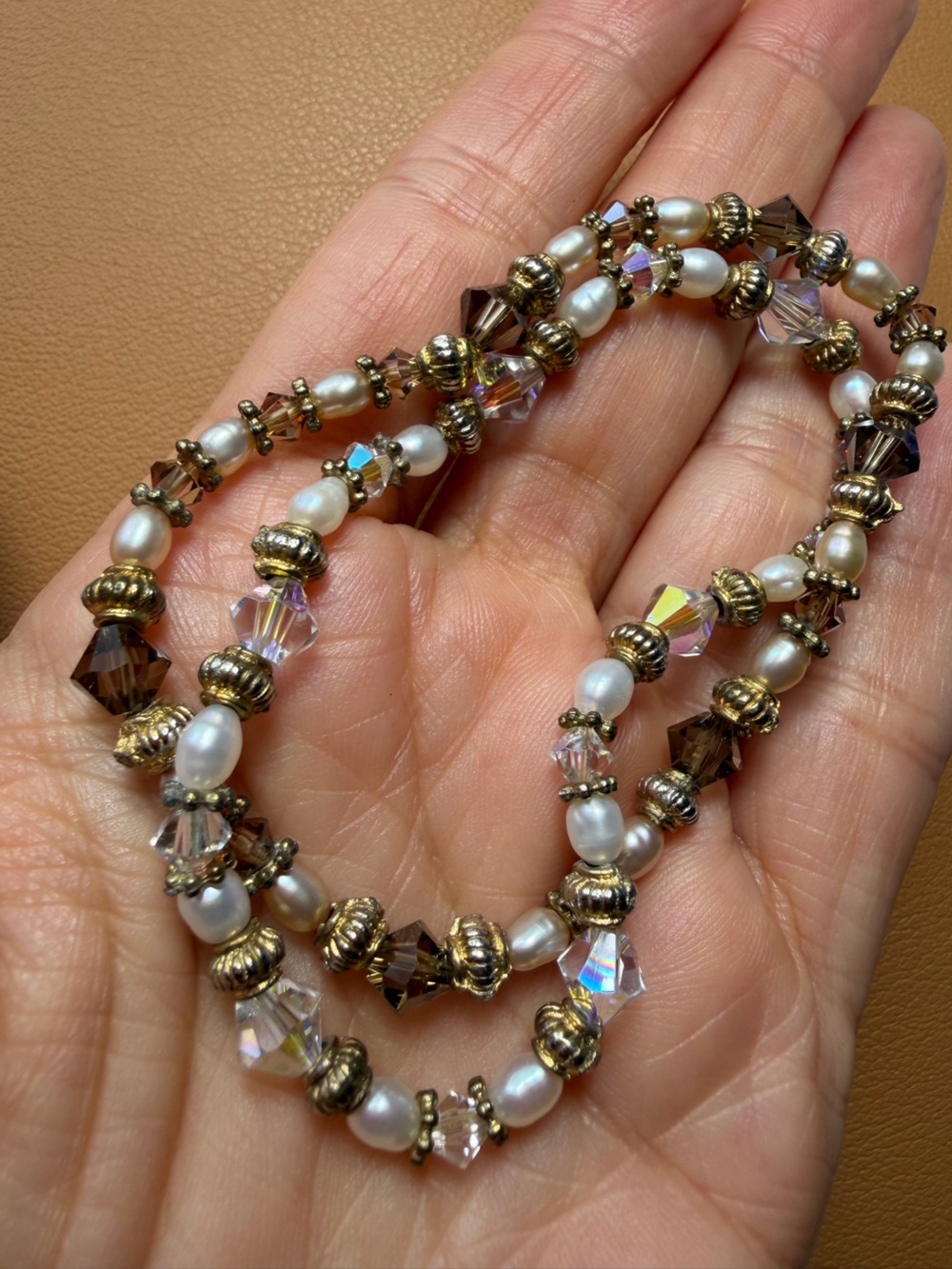 Vintage Aurora Borealis Beaded Bracelet Set (2) – 1950s/60s MCM Mid-Century